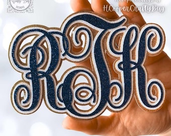 Custom ORDER monogram cutout; homecoming mum supplies; Glitter or metallic Monogram die cut