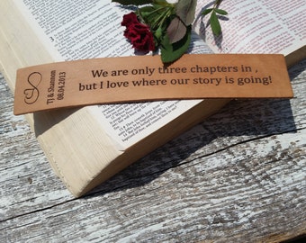 3rd Wedding Anniversary, Custom  Engraved Leather Bookmark