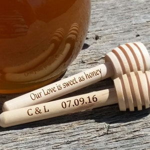 Custom Engraved Wooden MINI Honey Dipper, Personalized Honey Stirrer, 2 Dippers