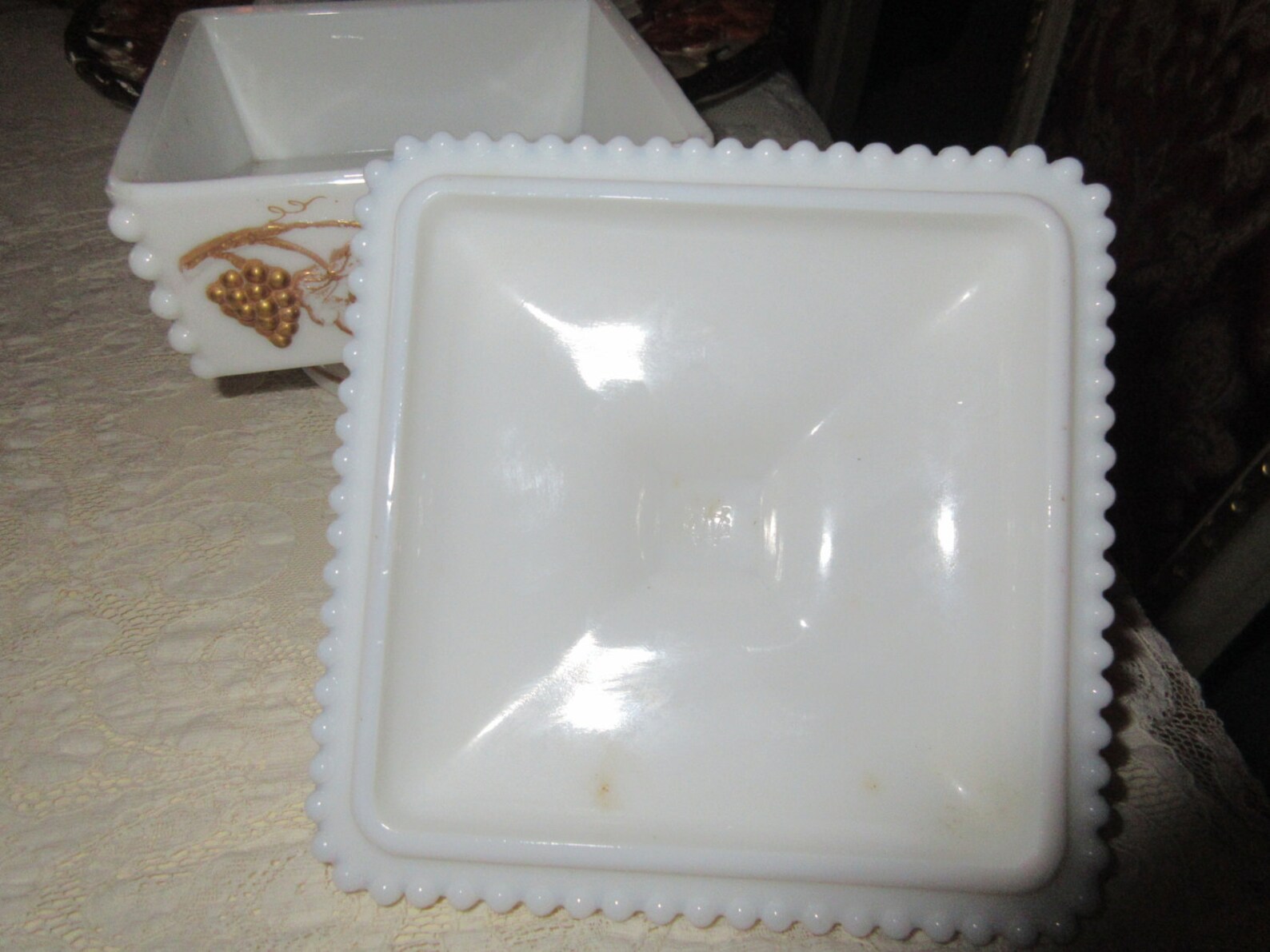 MILK GLASS CONTAINER With Lid Etsy