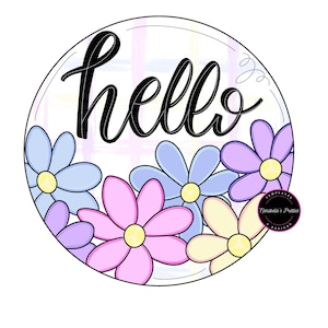 Hello Spring Door Hanger Template- Spring Door Hanger Template- Template For Door Hanger-Digital Download- Door Hanger Pattern