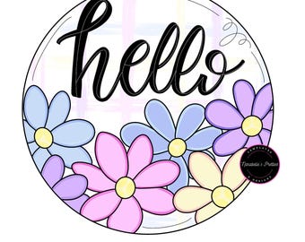 Hello Spring Door Hanger Template- Spring Door Hanger Template- Template For Door Hanger-Digital Download- Door Hanger Pattern