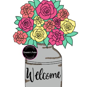 Modelo de cabide de porta de flores de primavera - Modelos de cabide de porta de primavera - Modelo para cabide de porta - Download digital - Padrão de cabide de porta