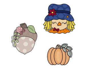 Fall Door Hanger Template Attachment Minis -Door Hanger Template- Template For Door Hanger- Pumpkin Acorn Scarecrow Templates