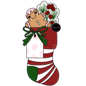 Door Hanger Template Christmas Stocking PNG JPEG-Christmas Door Hanger Template- Template Door Hanger-Digital Door Hanger Pattern Christmas