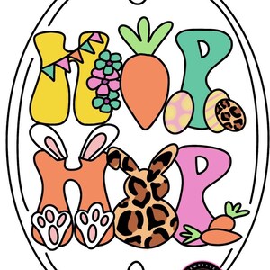 Easter Hip Hop Door Hanger Template- Spring Door Hanger Template- Template For Door Hanger-Digital Download- Door Hanger Pattern