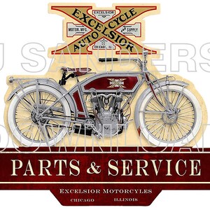 Dye Sublimation Motor Bike Excelsior Nostalgic Advertising Sign T Shirt Transfer Art Design