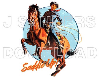 Dye Sublimation Cowboy Saddle Up T Shirt Transfer Art Design