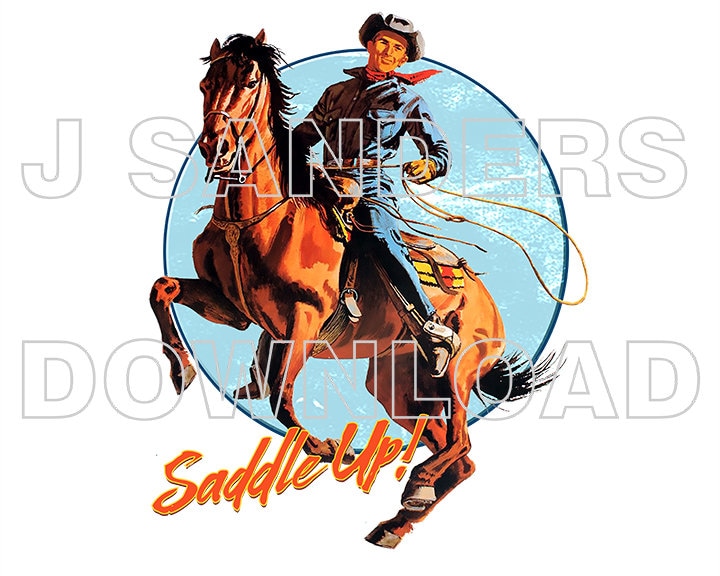 Dye Sublimation Cowboy Saddle Up T Shirt Transfer Art Design