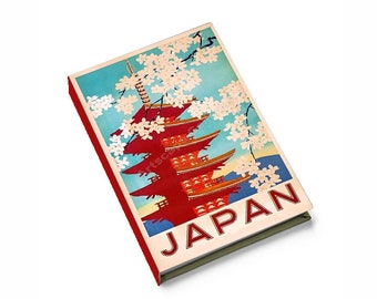 Japan Travel Journal Cover pour 5.5"x 8 » Hard Back Sketchbook, Cadeaux de voyageur, Bureau Père Noël