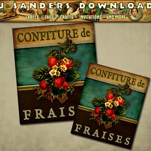French Food Labels, Confiture de Fraises Strawberry Jam