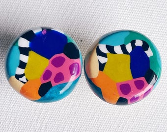 Jungle Book...Hand Rolled Knobs Pulls Handles 1960s 1970s 1990s Retro Artisan Bespoke Blue Orange Stripes Patterned Vibrant Colorful