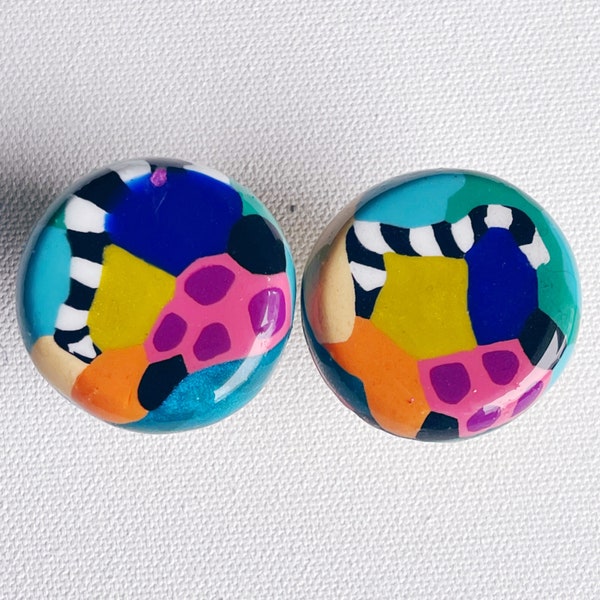 Jungle Book...Hand Rolled Knobs Pulls Handles 1960s 1970s 1990s Retro Artisan Bespoke Blue Orange Stripes Patterned Vibrant Colorful