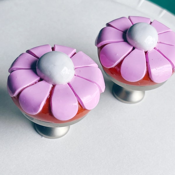 Daisy Chain Pink....Hand Rolled Knobs Pulls Handles 1960s 1970s 1990s Retro Floral 3D Pink Orange Flower Patterned Vibrant Artisan Bespoke
