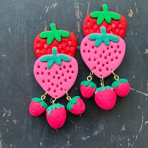 StrawBabies, pendientes colgantes llamativos de arcilla polimérica enrollados a mano de 8,9 cm (3,5 pulgadas)