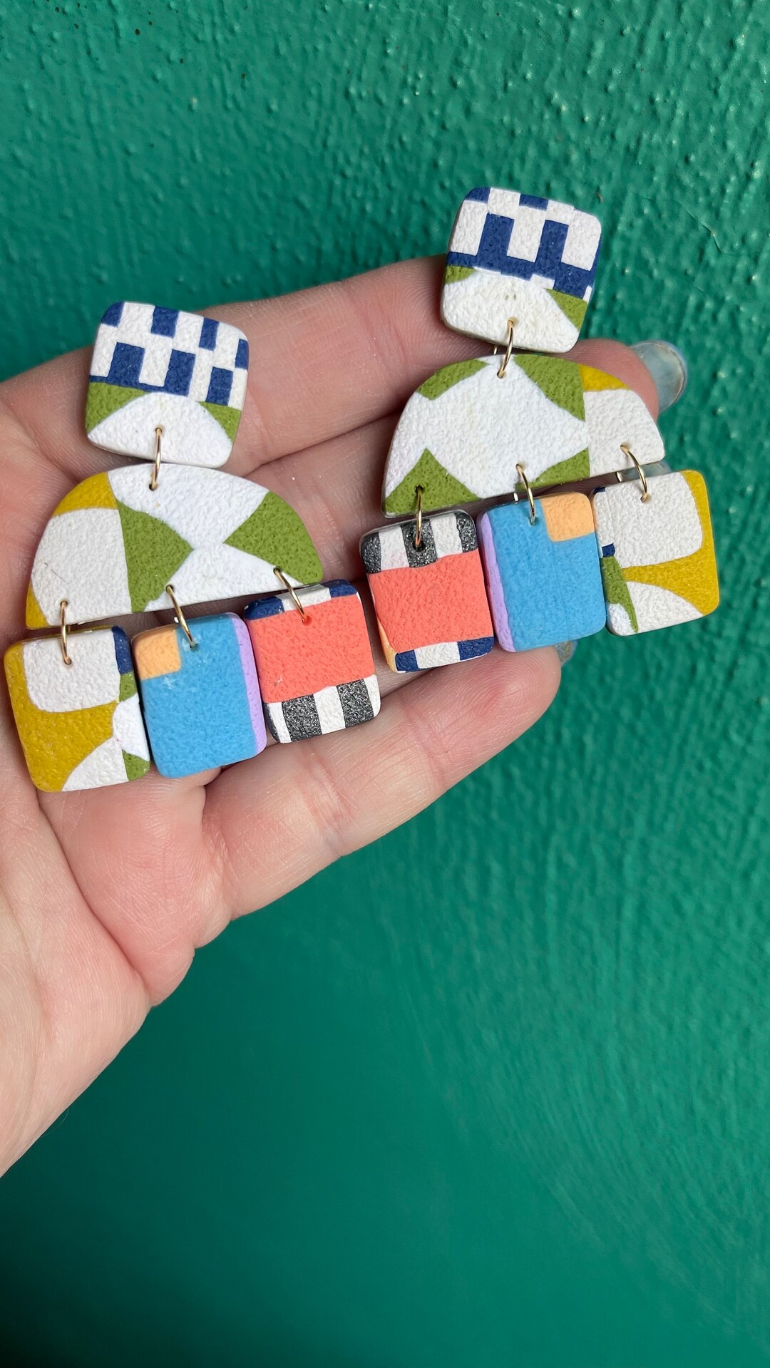 Arched Eyebrows Quilted Polymer Clay Statement Earrings Etsy