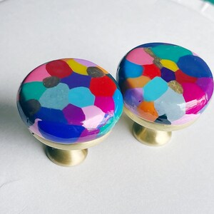 Hand Rolled Rainbow Knob, Retro Colorful Spots, Bespoke Artisan Pull image 2