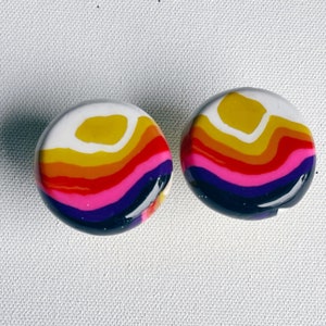 Retro Striped Polymer Clay Knob, Hand-Sculpted Colorful Cabinet Hardware