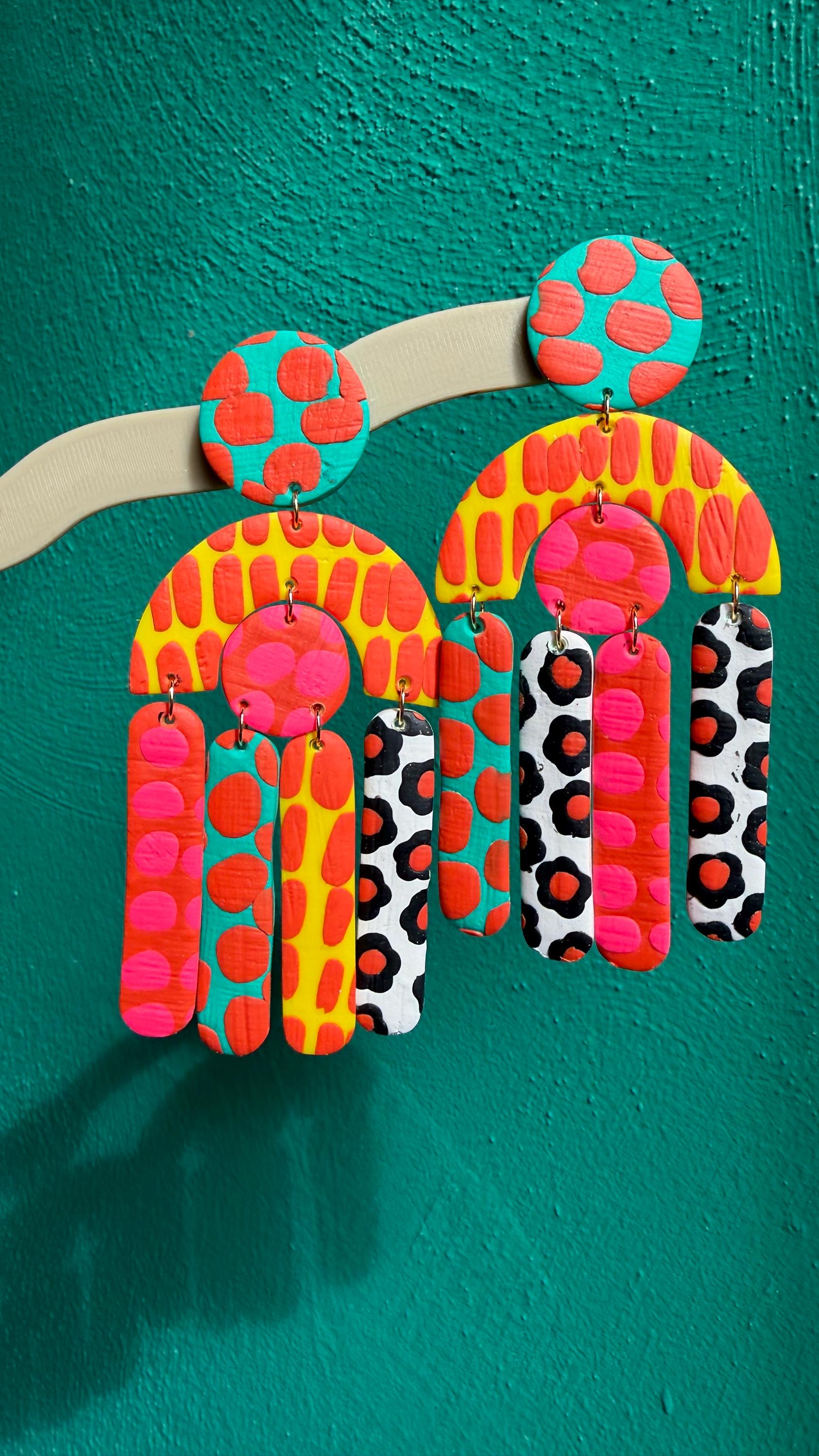 Patterned Floaties The No Floaties Necessary Pair, 4 Inch Patterned Polymer Clay Dangle ...