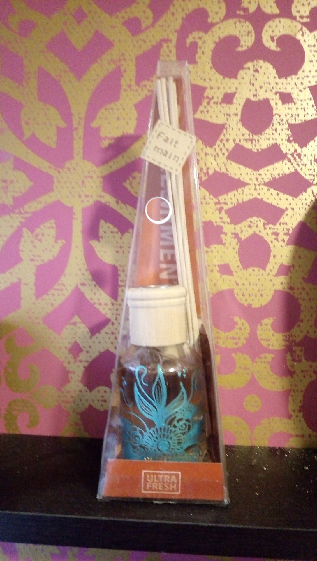 Diffuseur de Parfum avec Décor Floral Ambre Bâtonnets 100Ml