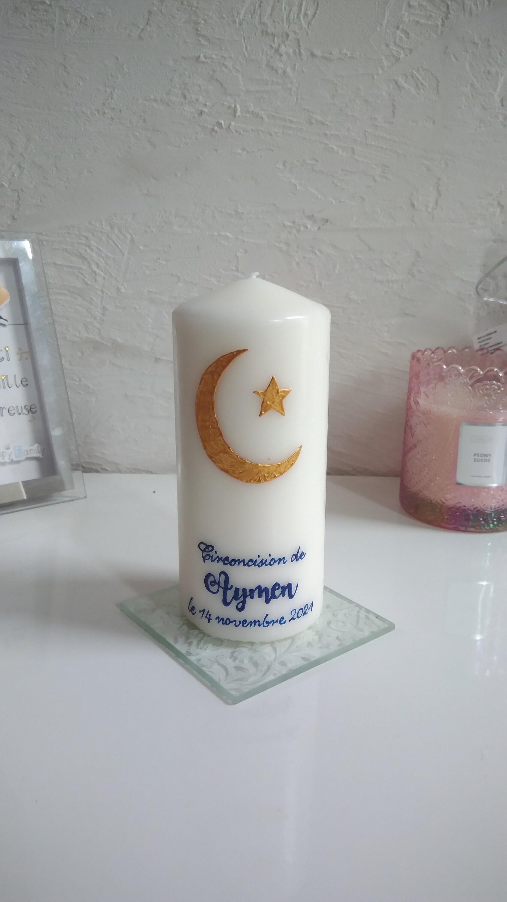 Bougie Circoncision - Bougie Personnalisée Naissance Cadeau Souvenir Personnalisé Hajj