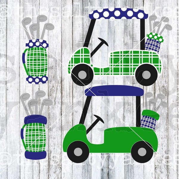 Golf Cart and Golf Bag SVG and PNG Layered File Download