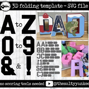 3D Letters & Numbers Full Alphabet A to Z and 0 to 9 Exclamation Point and Ampersand SVG File Download