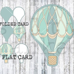 Modelo em camadas de balão de ar quente para convite de cartão plano ou dobrado Clipart SVG Download de arquivo