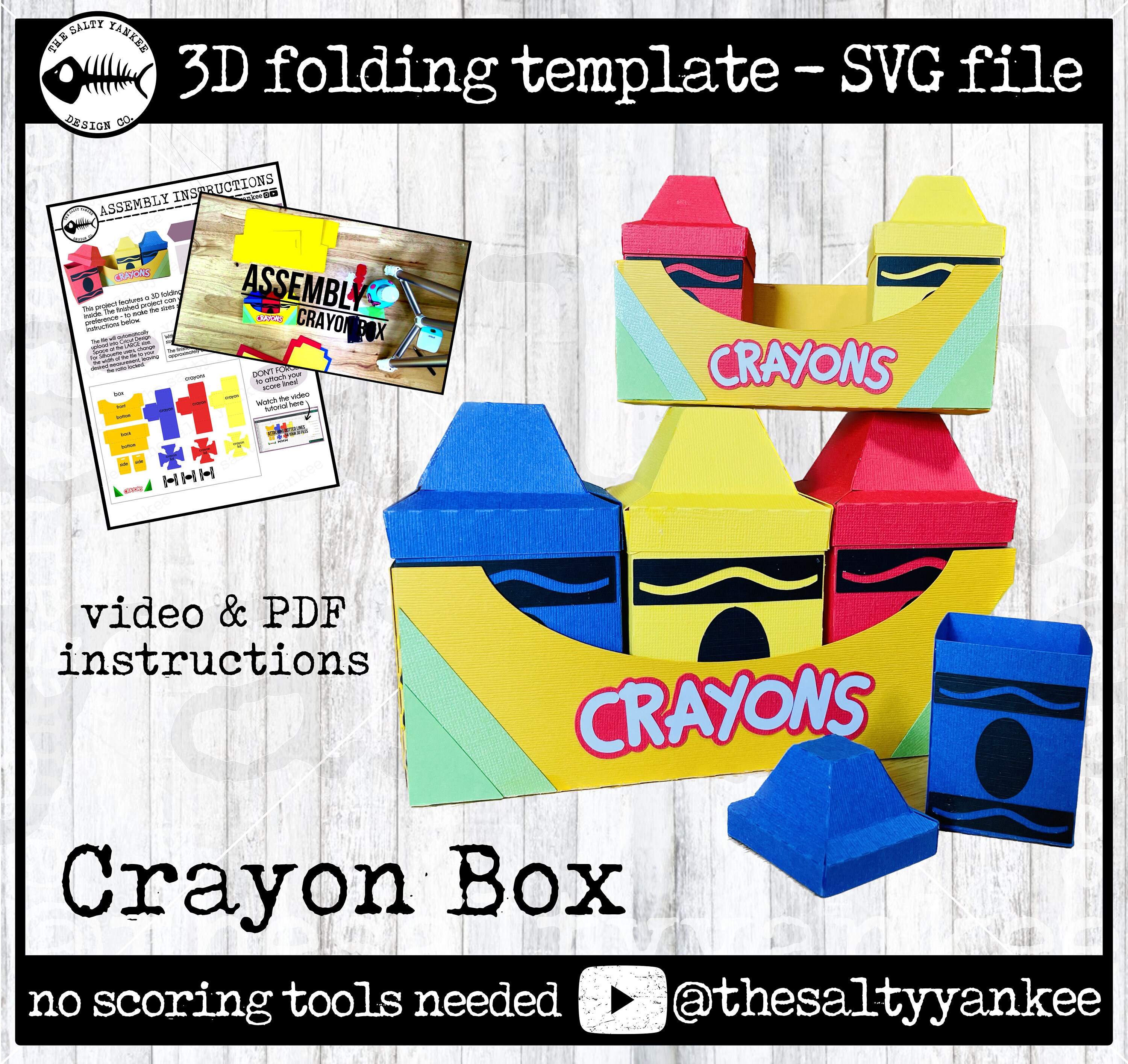 Crayons Box 3D Folding SVG File Template Digital File Download Etsy Crayons Box 3D Folding SVG File Template Digital File Download Etsy