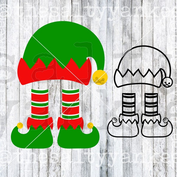 Elf Hat and Shoes Layered and Outline SVG File Download