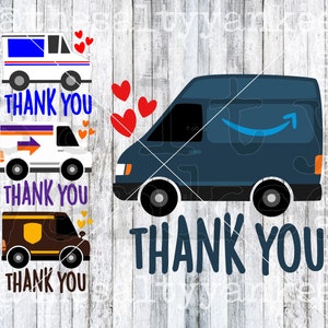 Gracias Trabajadores esenciales Conductores de entrega Correo Postal SVG Archivo en capas Descargar