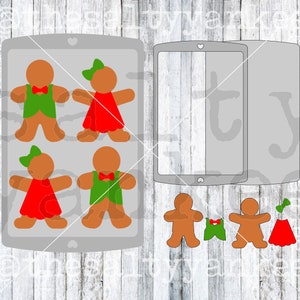 Galletas de mujer de hombre de jengibre de Navidad en la bandeja de hoja de galletas para hornear Descarga de archivos SVG y PNG en capas