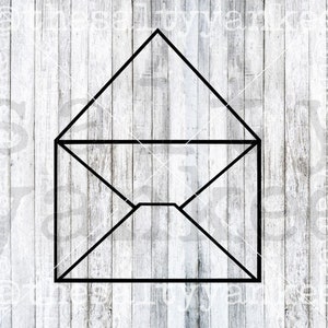 Puede incluir: Esquema en blanco y negro de un sobre sobre un fondo de madera blanca.