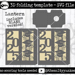 Folded Lantern Template Pattern 2025 Graduation and BLANK SVG File Download