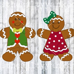 Gingerbread Man and Woman Christmas Cookies SVG Layered File Download