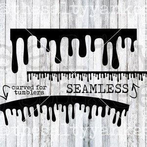 Drips Dripping SEAMLESS Clipart Straight and Curved for Tumblers SVG File Download