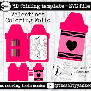 Crayon Coloring Folio 3D plegable SVG plantilla de archivo descarga de archivos digitales