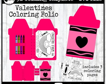 Crayon Coloring Folio 3D Folding SVG File Template Digital File Download