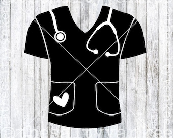 Scrubs with Heart Nurse Stethoscope Essential Workers Thank You SVG File Download