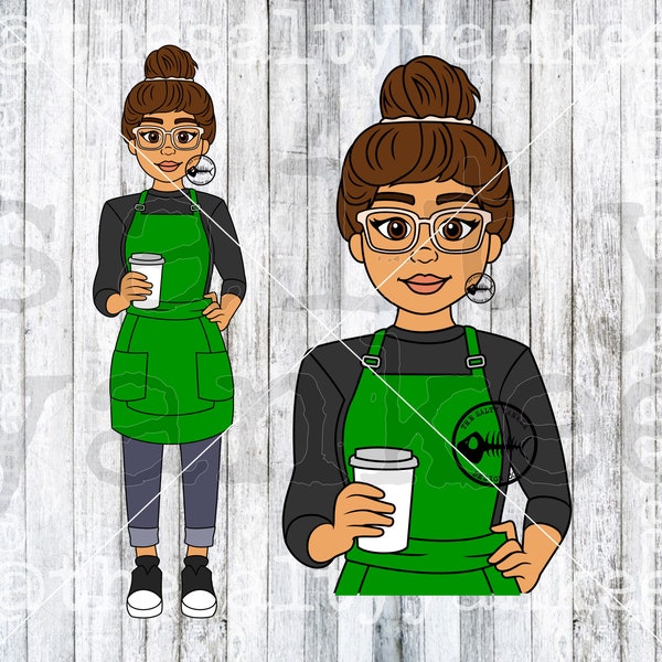 Coffee Shop Barista Girl Clipart SVG File Download