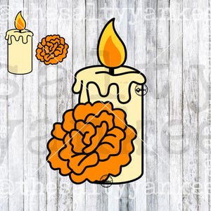 Vela e Calêndula Dia De Los Muertos Layered SVG File Download
