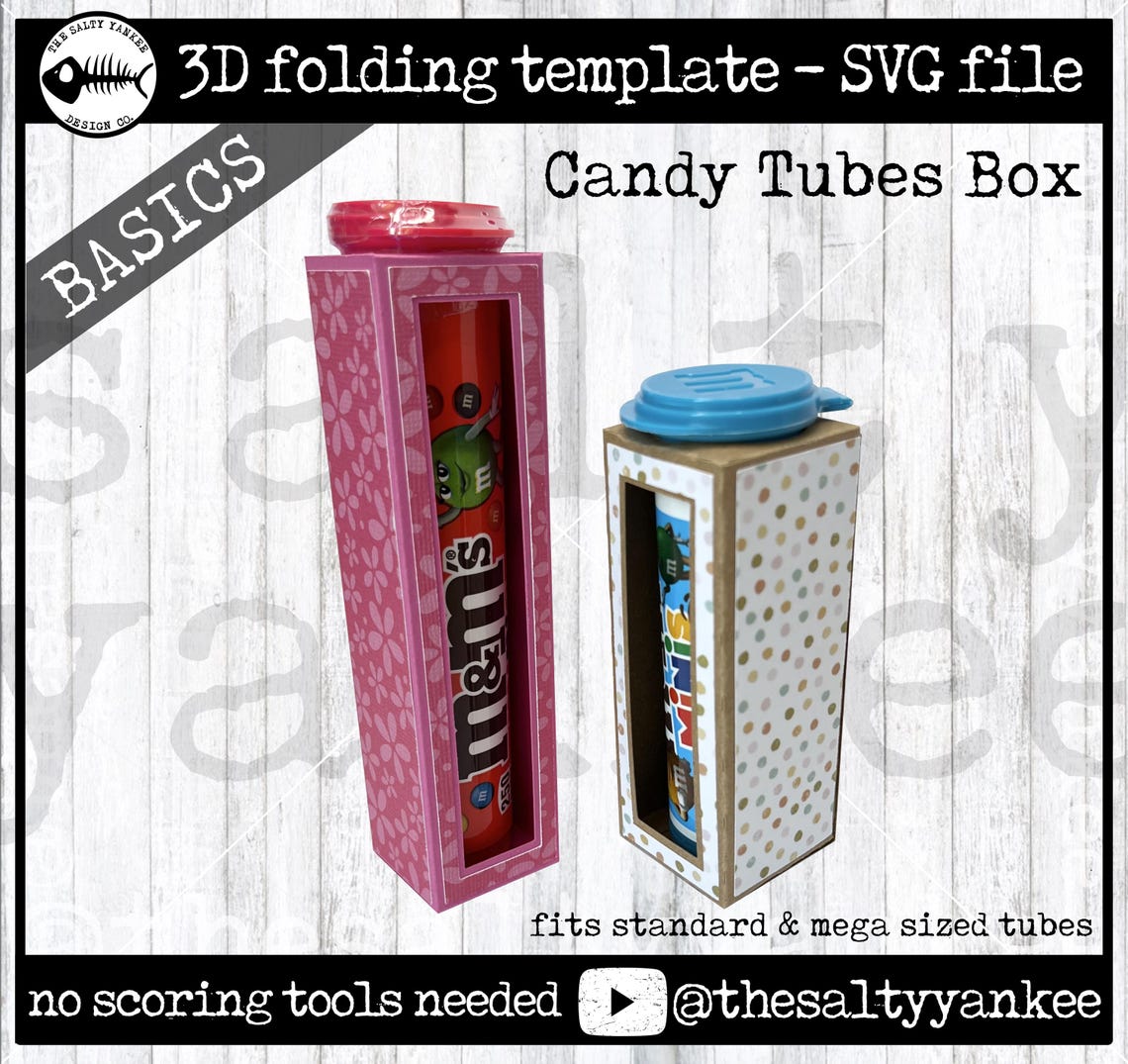 Tube Container Svg Basic Candy Tubes Holder Box Party Favor Template SVG File Template ...