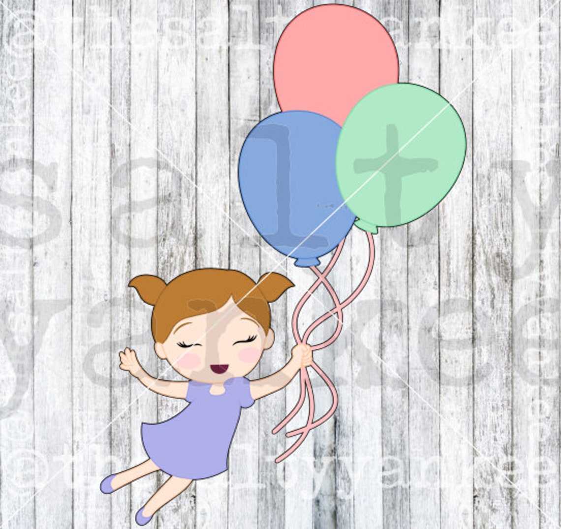 Little Baby Girl Floating With Balloons Clipart SVG File Etsy