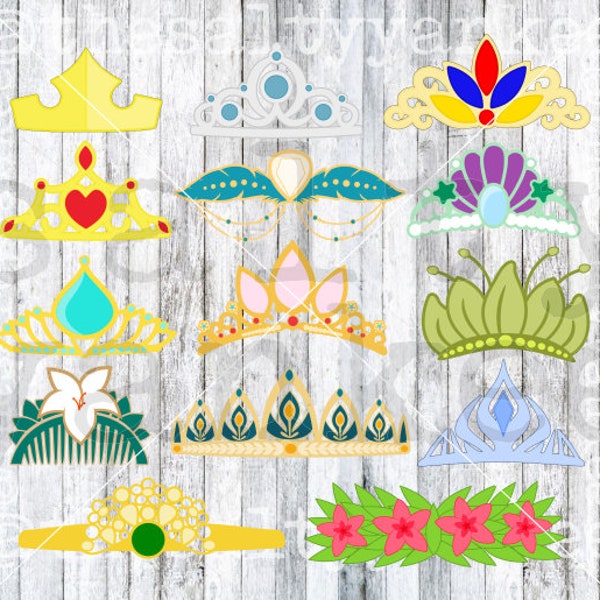 Princess Crowns Full Bundle Layered SVG File Télécharger