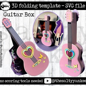 Plantilla de archivo SVG plegable 3D de guitarra de estrella del pop Descarga de archivo digital