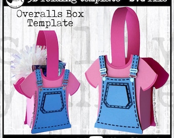 Overalls Box with Pink Shirt 3D Folding SVG File Template Digital File Download Mothers Day Spring Easter Floral