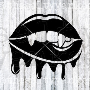 Vampire Teeth Biting Lips Dripping SVG Layered File Download