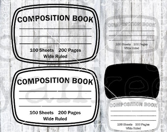Compostion Book Label Outline et LayeredTeacher Name Appreciation SVG File Download