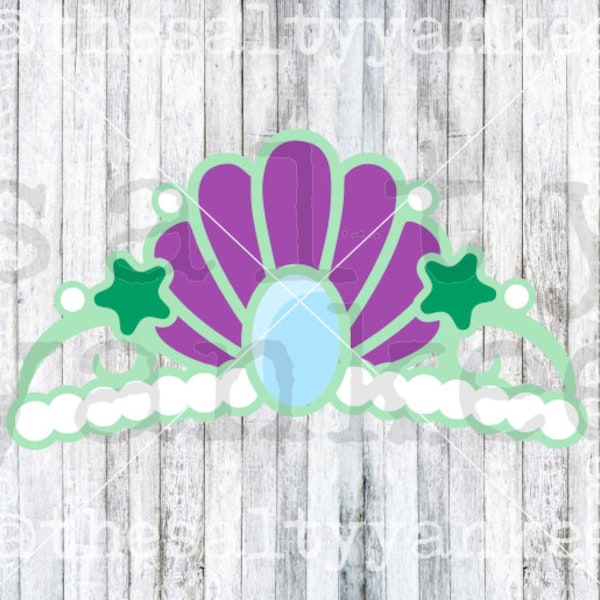 Mermaid Shell Starfish Princess Crown Tiara Layered SVG File Télécharger