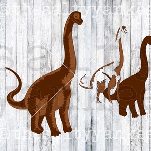 Layered Realistic Dinosaur Brontosaurus Long Neck SVG File Download